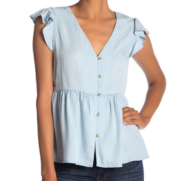 Sanctuary Tops - Sanctuary Marcella Flutter Sleeve Peplum Top